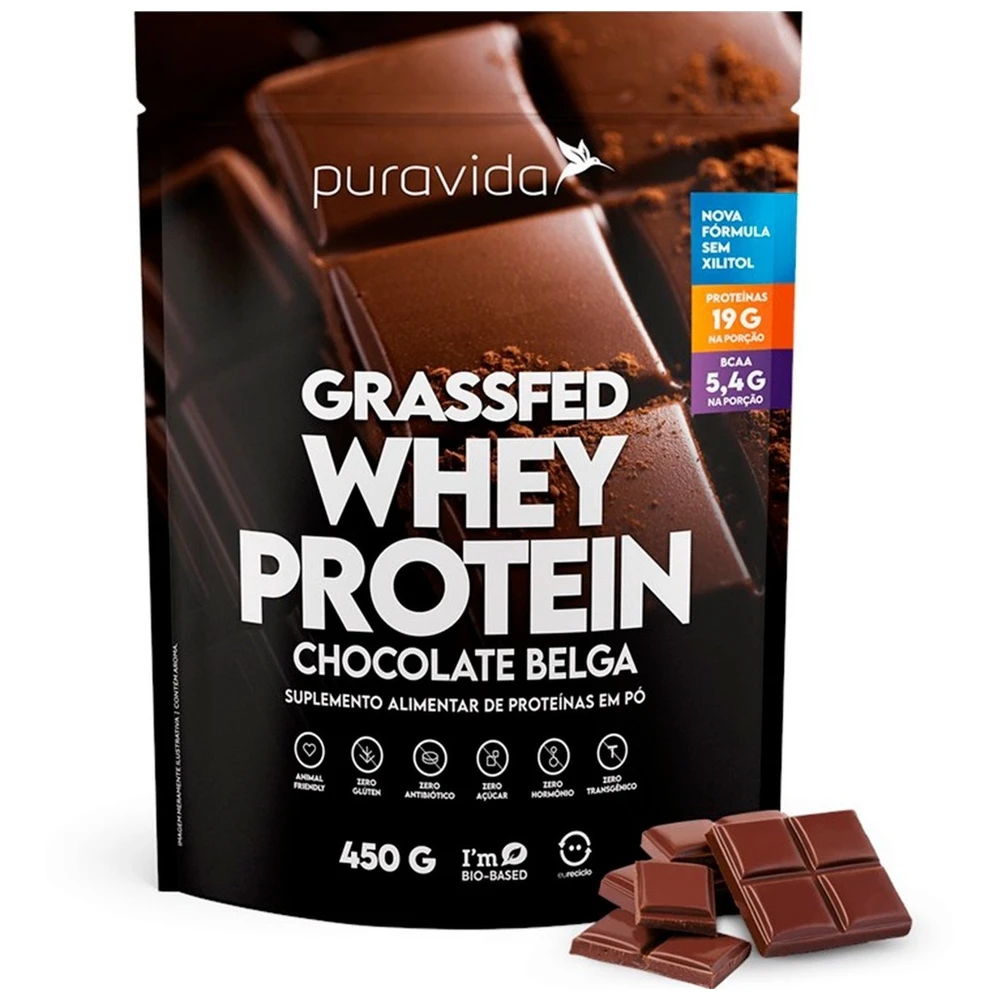 GRASSFED WHEY PROTEIN CHOCO BELGA 450G PURAVIDA